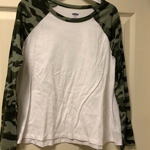 Old Navy Camo Long Sleeve White Shirt